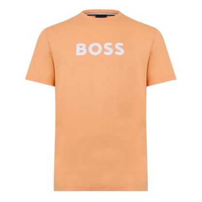 Boss Logo Print T-Shirt Men Regular Fit T-Shirts Pstl Orange 813 for sale