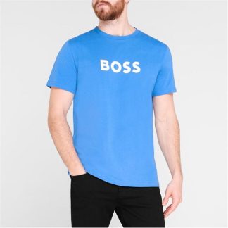 Boss Logo Print T-Shirt Men Regular Fit T-Shirts Royal Blue 490 for sale