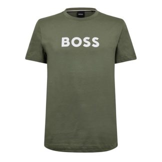 Boss Logo Print T-Shirt Men Regular Fit T-Shirts Sage 250 for sale