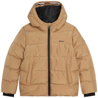 Boss Logo Puffer Jacket Juniors Kids Puffer Jackets - Heavyweight Camel 296 for sale