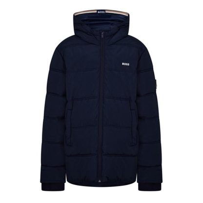 Boss Logo Puffer Jacket Juniors Kids Puffer Jackets - Heavyweight Navy 849 for sale