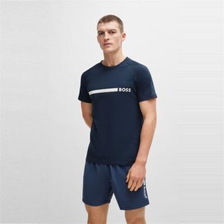 Boss Logo Slim T Shirt Men Slim Fit T-Shirts Navy 413 for sale