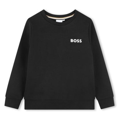 Boss Logo Sweatshirt Boys Kids Crew Sweaters Black 09B for sale