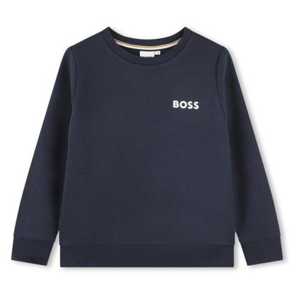 Boss Logo Sweatshirt Boys Kids Crew Sweaters Navy 849 for sale