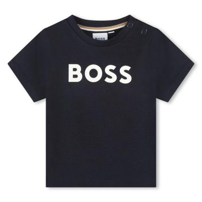 Boss Logo T Shirt Infants Kids Regular Fit T-Shirts Navy 849 for sale