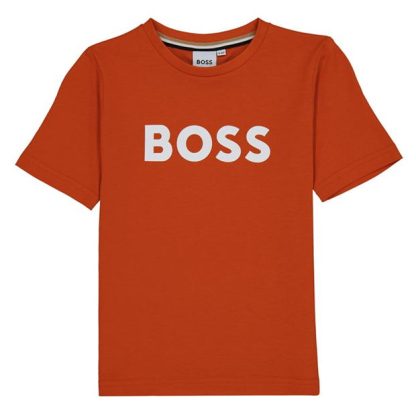 Boss Logo T Shirt Juniors Kids Regular Fit T-Shirts Tangerine 388 for sale