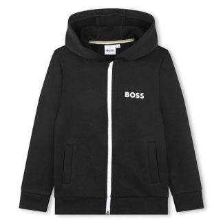 Boss Logo Zip Hoodie Junior Kids Zip Hoodies Black 09B for sale