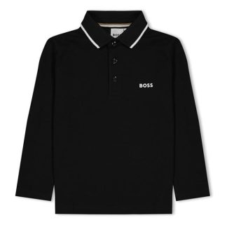 Boss Long Sleeve Polo Shirt Junior Unisex Long Sleeve Polos Black 09B for sale