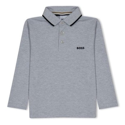 Boss Long Sleeve Polo Shirt Junior Unisex Long Sleeve Polos Grey A32 for sale