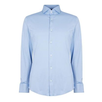 Boss P-HANK-spread-C1-222 10253542 Men Plain Shirt - Long Sleeve Light Blue 450 for sale