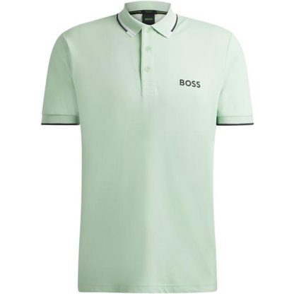 Boss Paddy Pro Polo Shirt Men Short Sleeve Performance Polos Open Green 388 for sale