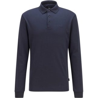 Boss Pado 30 Long Sleeve Polo Shirt Men Long Sleeve Polos Navy 404 for sale