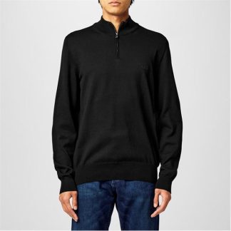 Boss Padro Quarter Zip Sweater Men Jumpers Black 001 for sale