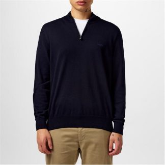 Boss Padro Quarter Zip Sweater Men Jumpers Dark Blue 404 for sale