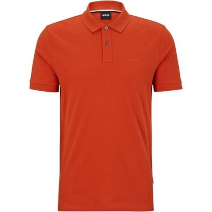 Boss Pallas Polo Shirt Men Short Sleeve Polos Dark Orange 801 for sale