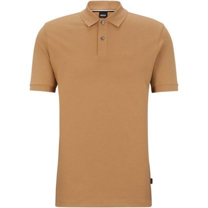 Boss Pallas Polo Shirt Men Short Sleeve Polos Med Beige 260 for sale