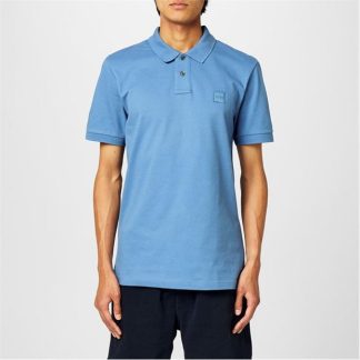 Boss Passenger PiquÉ Polo Top Men Short Sleeve Polos Open Blue 489 for sale