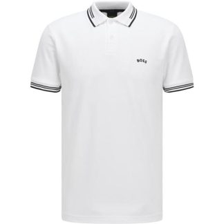 Boss Paul Pique Polo Shirt Men Short Sleeve Polos White 100 for sale