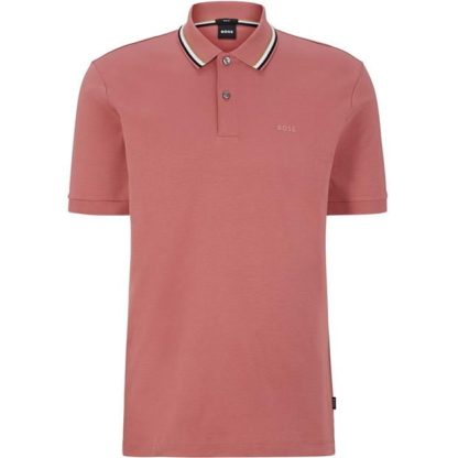 Boss Penrose 38 Polo Shirt Men Short Sleeve Polos Open Pink 692 for sale