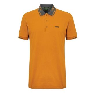 Boss Peos 1 10256414 01 Men Short Sleeve Polos Dark Yellow 702 for sale