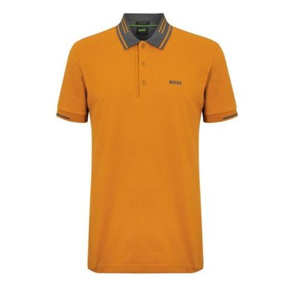 Boss Peos 1 10256414 01 Men Short Sleeve Polos Dark Yellow 702 for sale