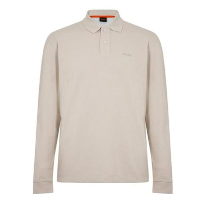 Boss Petempestolong 10262290 01 Men Long Sleeve Polos Light Beige 271 for sale