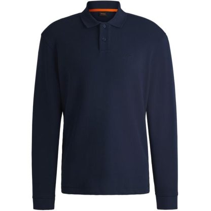 Boss Petempestolong 10262290 01 Men Long Sleeve Polos Open Blue 464 for sale