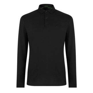 Boss Pirol Long Sleeve Polo Shirt Men Long Sleeve Polos Black 001 for sale