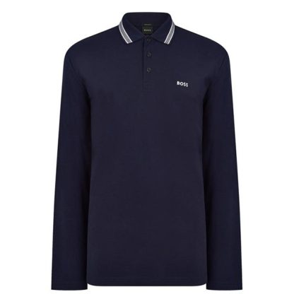 Boss Plisy Long Sleeve Polo Shirt Men Long Sleeve Polos Navy 403 for sale