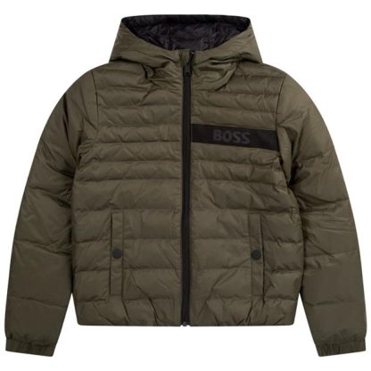 Boss Reversible Padded Jacket Kids Puffer Jackets - Lightweight Forest 665 for sale