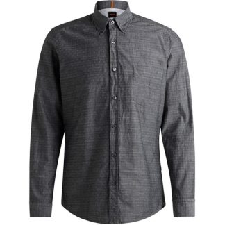 Boss Rickert Long Sleeve Shirt Men Oxford Shirt - Long Sleeve Black 001 for sale