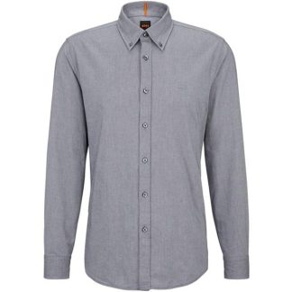 Boss Rickert Long Sleeve Shirt Men Oxford Shirt - Long Sleeve DK Grey 022 for sale