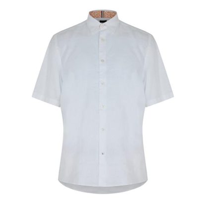 Boss S-LIAM-ken-SH-C3-242 10230897 Men Plain Shirt - Short Sleeve White 100 for sale