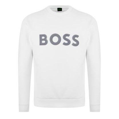 Boss Salbo 1 10254681 01 Men Crew Sweaters White 100 for sale