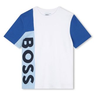 Boss Side Logo T-Shirt Junior Kids White 10P  for sale