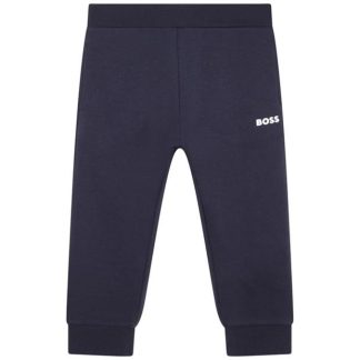 Boss Small Logo Jogging Pants Kids Closed Hem Fleece Jogging Bottoms Navy 849 for sale