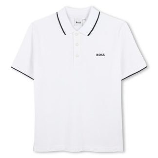 Boss Small Logo Polo Shirt Juniors Kids Short Sleeve Polos White 10P for sale