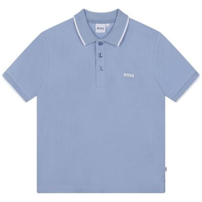 Boss Small Logo Polo Shirt Kids Short Sleeve Polos Pale Blue 77A for sale