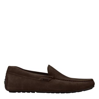 Boss Suede Leather Moccasins Men Dark Brown 201  for sale