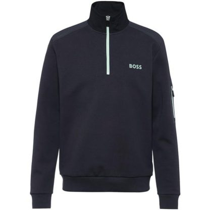 Boss Sweat 1 10254681 01 Men 1/4 Zip Fleece Tops Charcoal 016 for sale