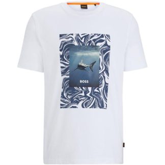 Boss Te_Tucan 10260136 01 Men Regular Fit T-Shirts White 100 for sale