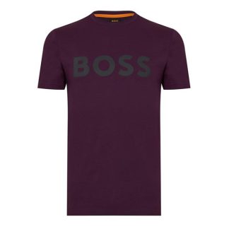 Boss Thinking 1 Logo T Shirt Men Regular Fit T-Shirts Medium Purple for sale