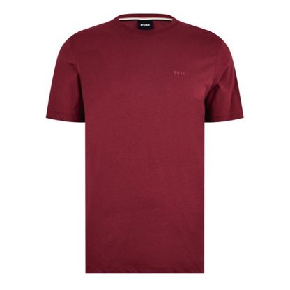 Boss Thompson Logo T-Shirt Men Regular Fit T-Shirts Dark Red 605 for sale