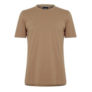 Boss Thompson Logo T-Shirt Men Regular Fit T-Shirts Med Beige 260 for sale