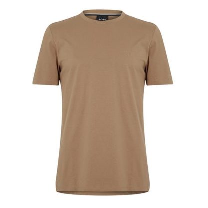 Boss Thompson Logo T-Shirt Men Regular Fit T-Shirts Med Beige 260 for sale