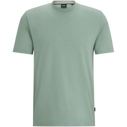 Boss Thompson Logo T-Shirt Men Regular Fit T-Shirts Open Green 373 for sale