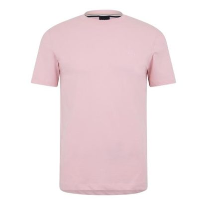 Boss Thompson Logo T-Shirt Men Regular Fit T-Shirts Pastel Pink 688 for sale