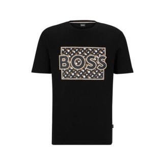 Boss Tiburt 353 T-shirt Men Regular Fit T-Shirts Black 001 for sale