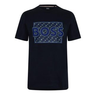 Boss Tiburt 353 T-shirt Men Regular Fit T-Shirts Dark Blue 404 for sale