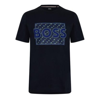 Boss Tiburt 353 T-shirt Men Regular Fit T-Shirts Dark Blue 404 for sale